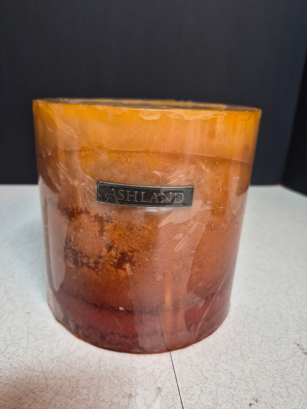 Ashland 6.5 Inch Orange Brown Mottled Pillar Candle Paraffin Wax